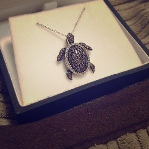 Zales 1/2 CT WG 10KT Turtle Pendant Necklace